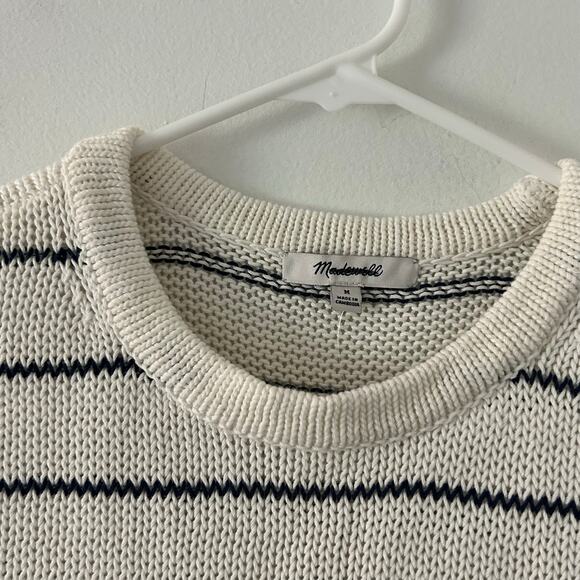 Madewell Women's Puff Trim Sweater Vest in Navy Stripe Relaxed M Medium New - Picture 3 of 9